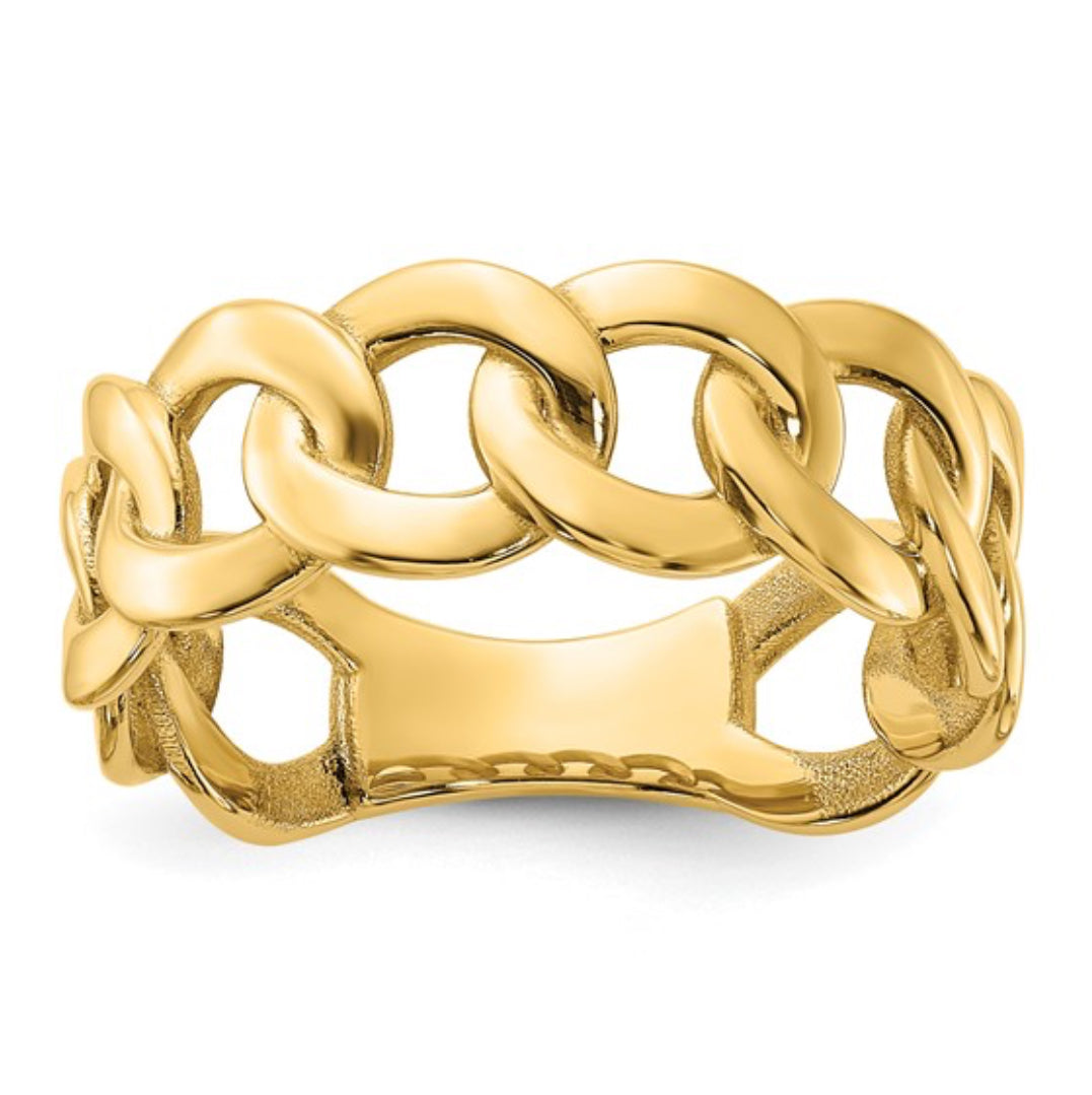 10K GOLD - MENS CURB LINK RING 8MM