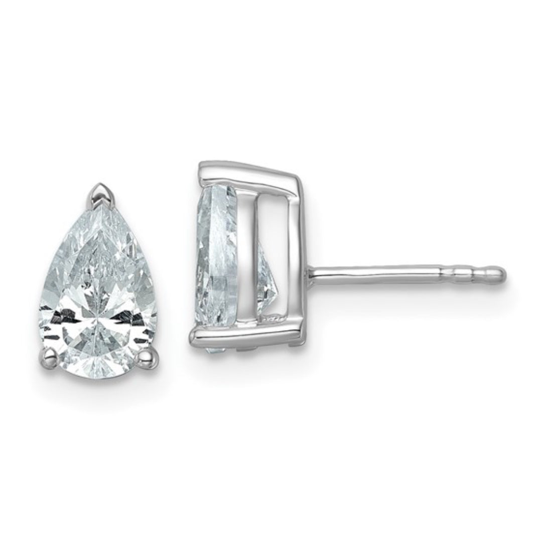 14K WHITE GOLD - LAB DIAMOND PEAR STUD EARRINGS