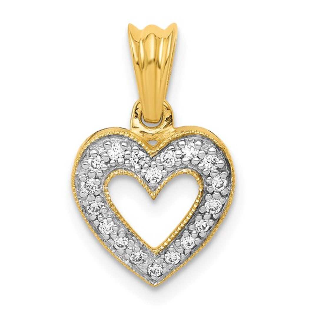 14K GOLD - LAB DIAMOND HEART PENDANT