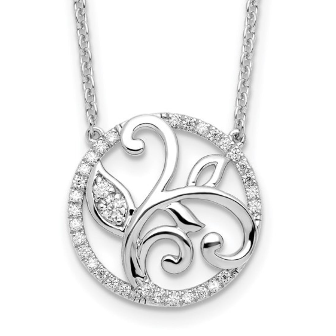 14K WHITE GOLD - LAB DIAMOND GROWTH FLORAL NECKLACE