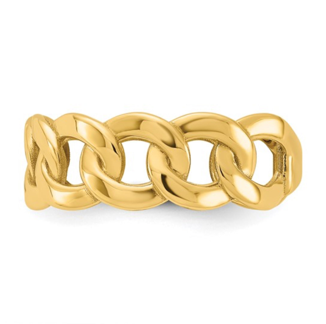 10K GOLD - MENS CURB LINK RING 8MM