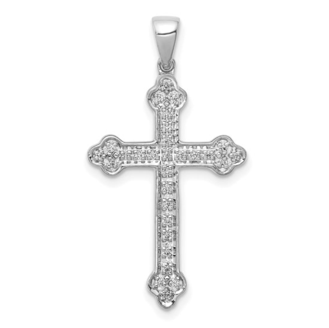 14K WHITE GOLD - DIAMOND CROSS PENDANT