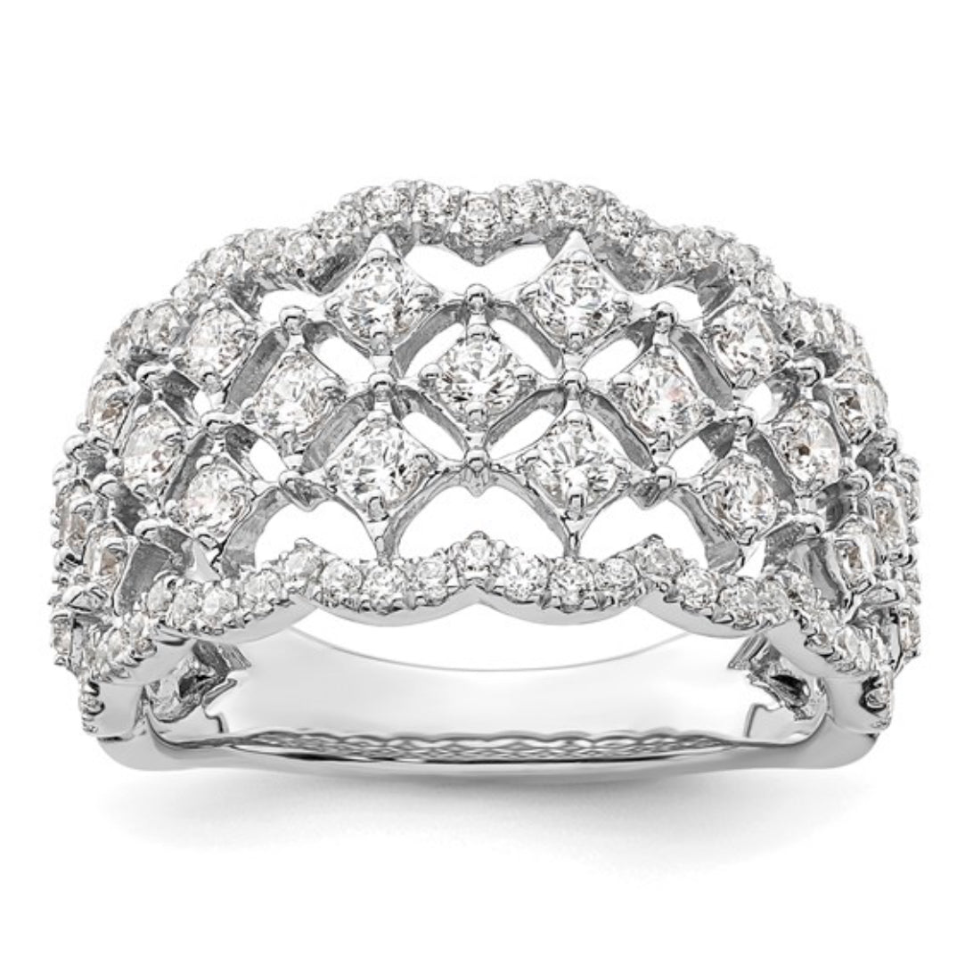 14K WHITE GOLD - LAB DIAMOND WIDE FASHION RING