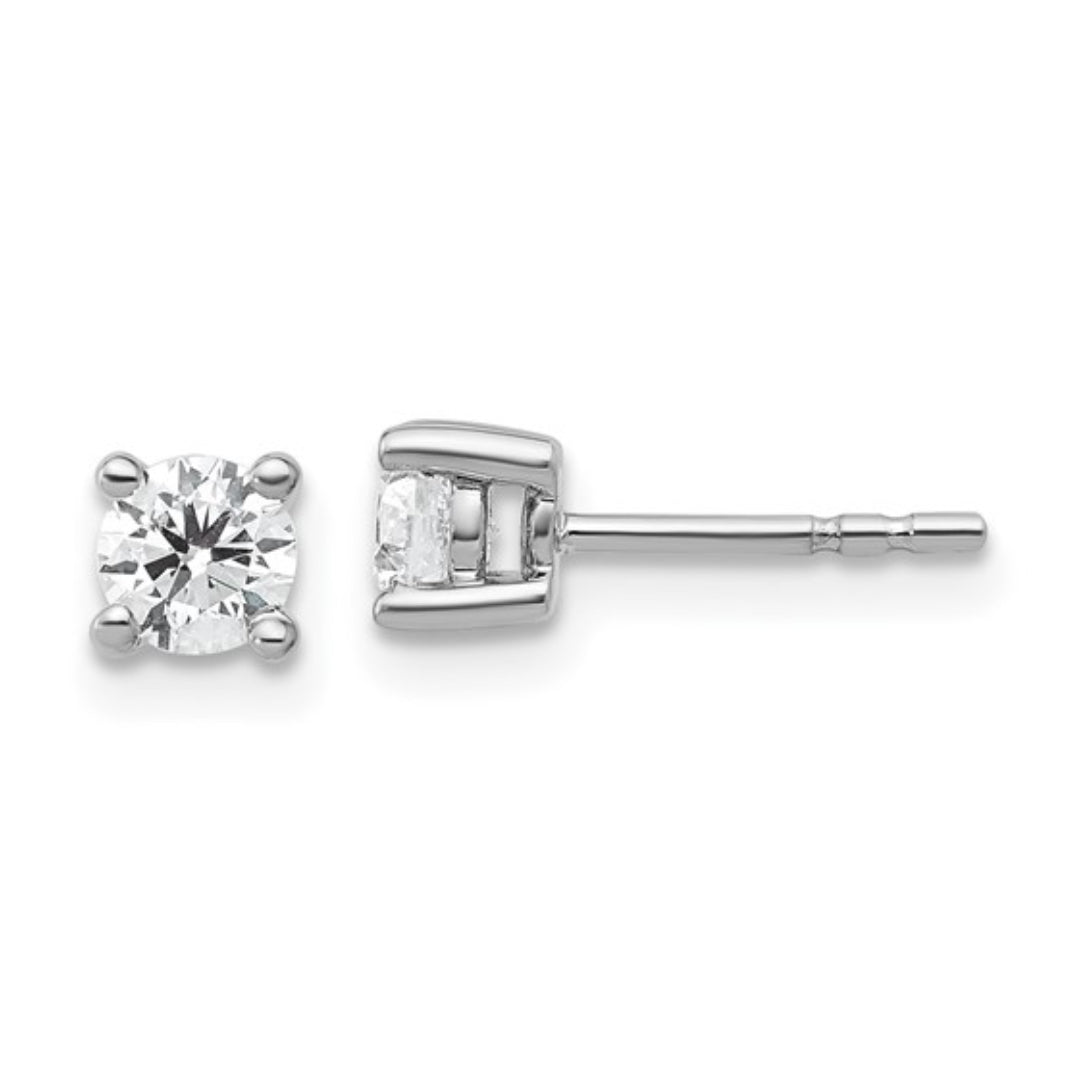 14K WHITE GOLD - LAB DIAMOND ROUND STUD EARRINGS