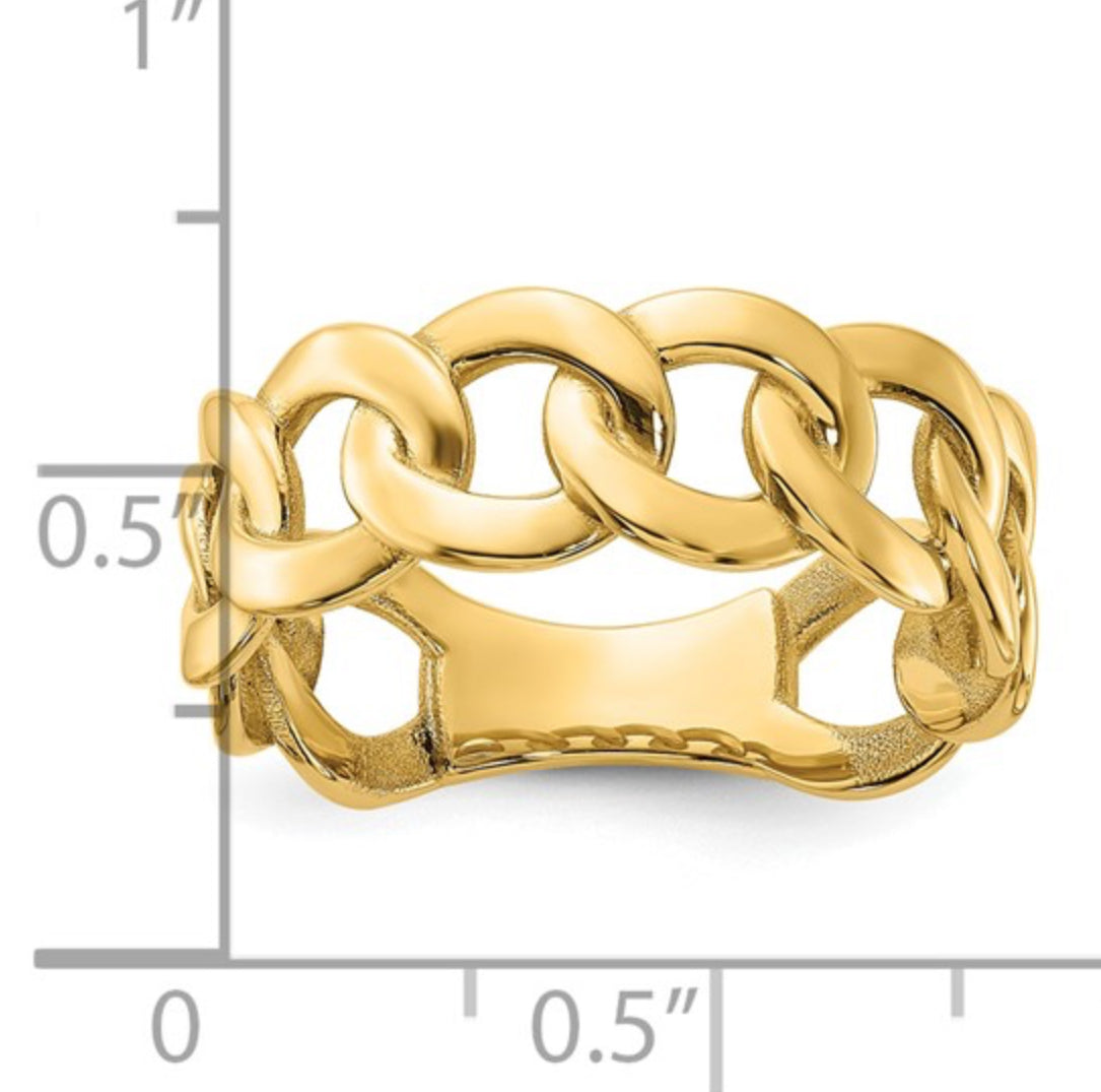 10K GOLD - MENS CURB LINK RING 8MM