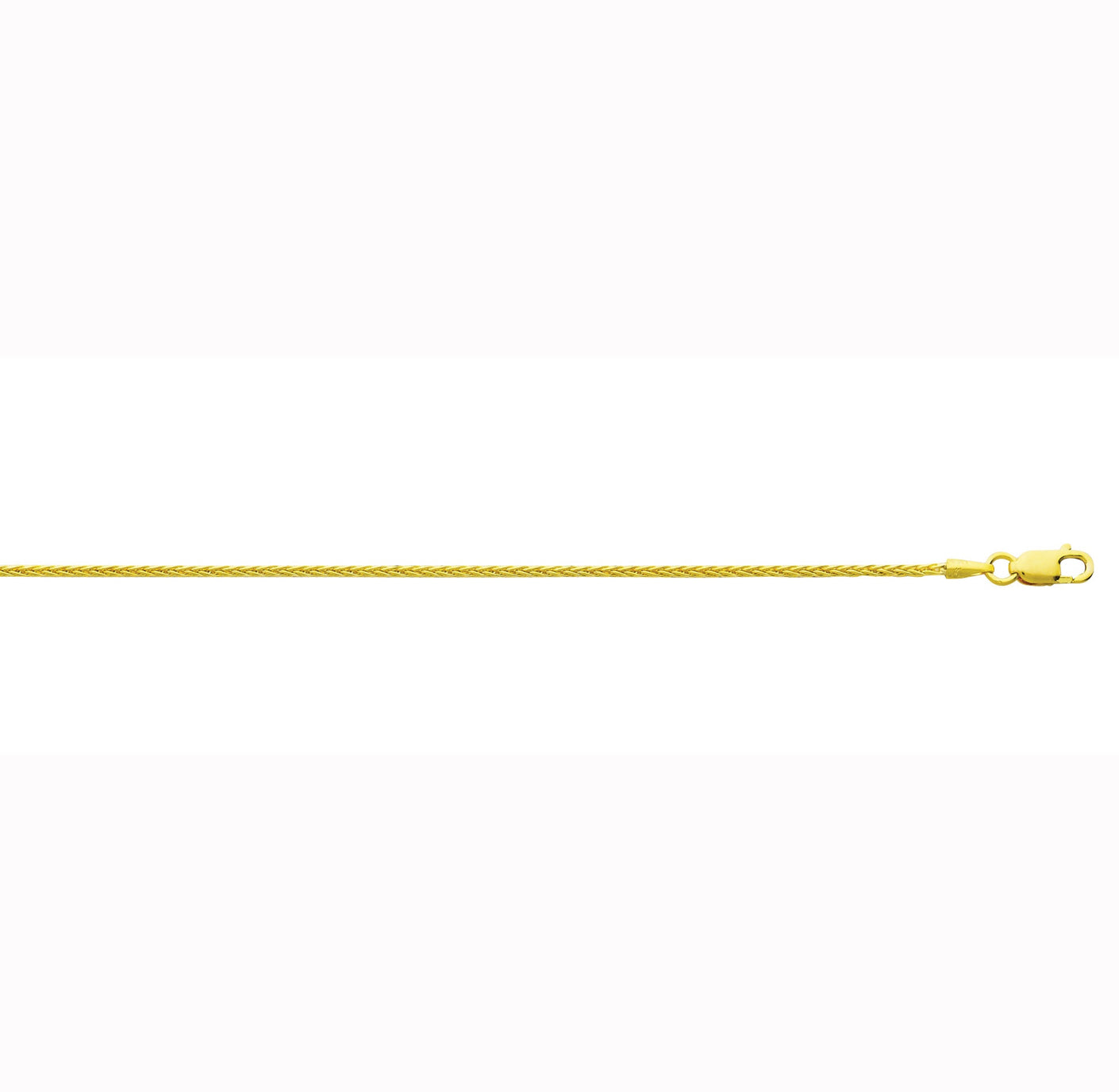 14K GOLD - MICRO DIAMOND CUT ROUND WHEAT CHAIN 1.5MM.
