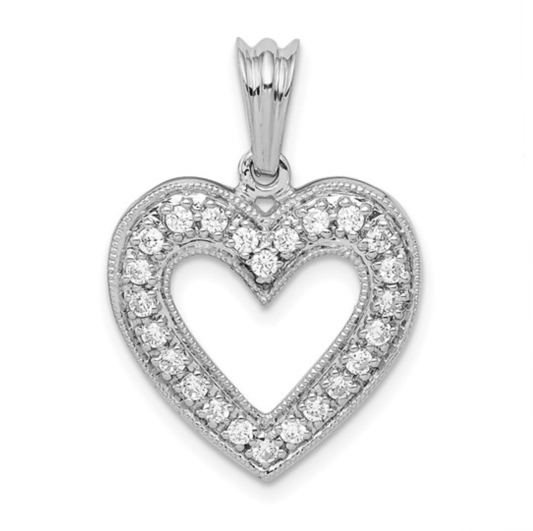 14K WHITE GOLD - LAB DIAMOND HEART PENDANT