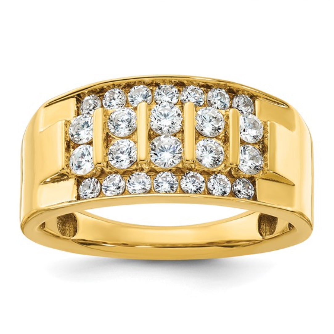 14K GOLD - POLISHED DIAMOND RING