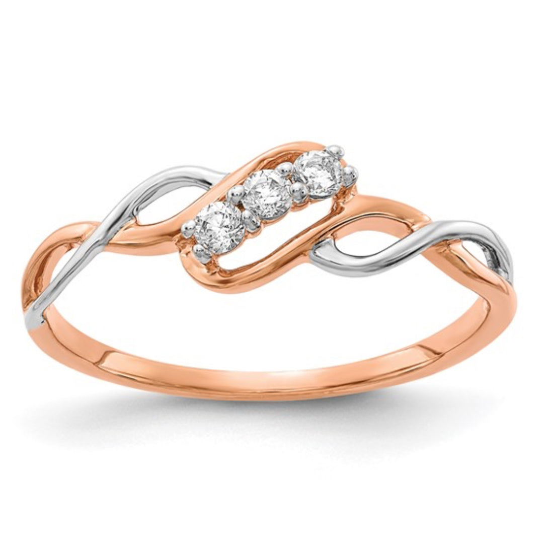 14K TWO-TONE GOLD - LAB DIAMOND POLISHED TWIST RING