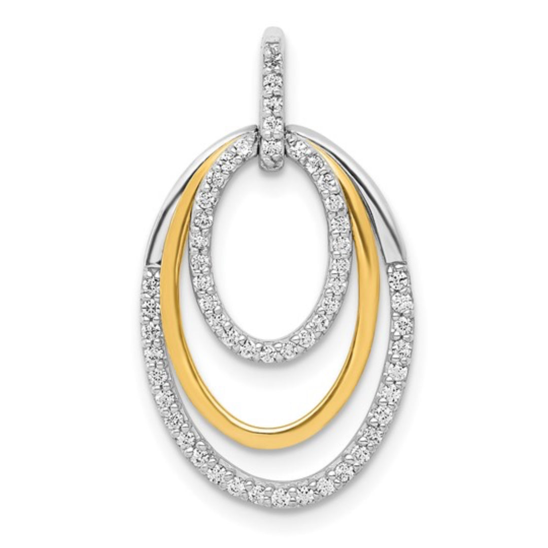 14K WHITE GOLD - LAB DIAMOND TRIPLE OVAL PENDANT 1/4CT