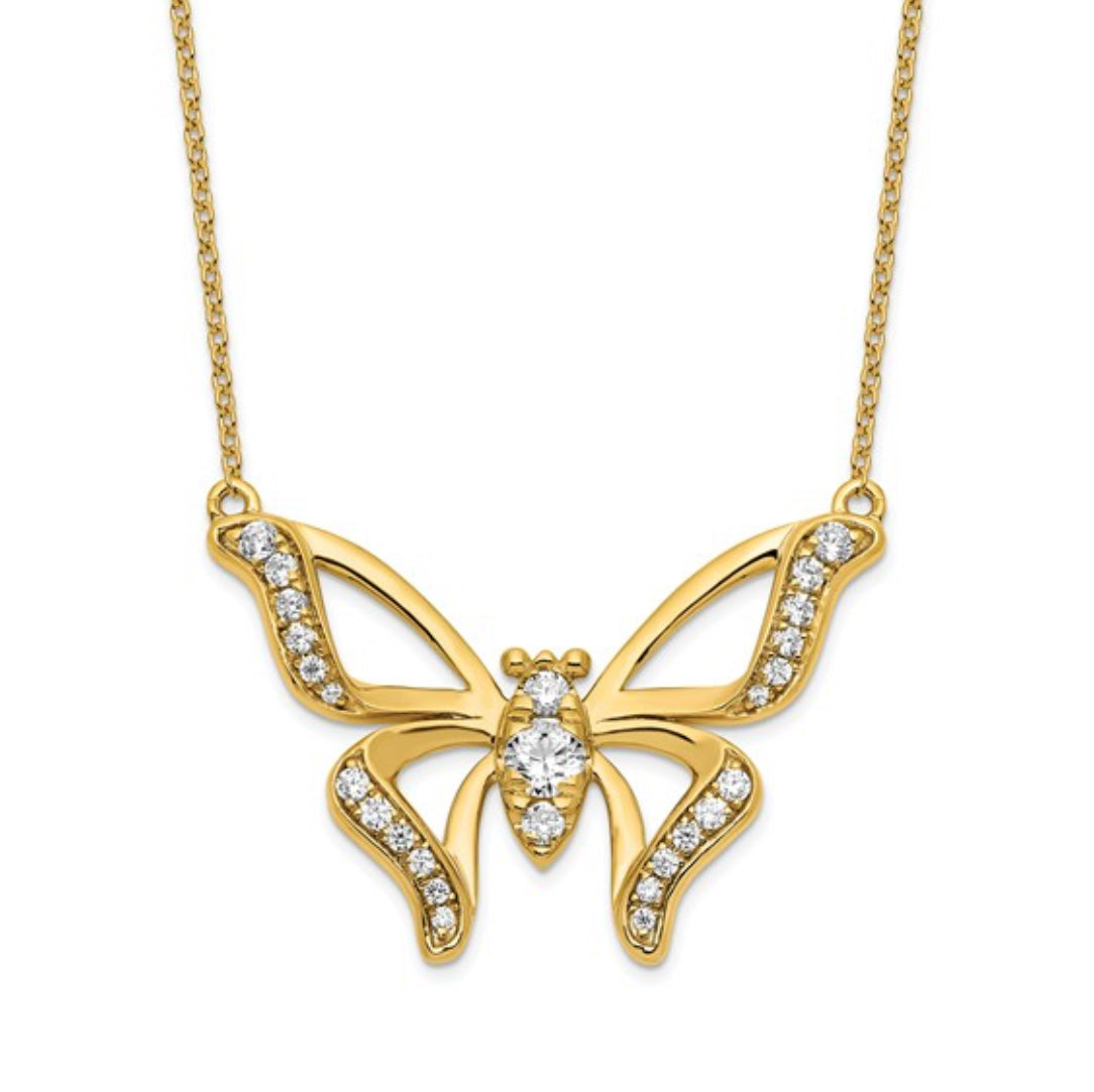 14K GOLD - LAB DIAMOND BUTTERFLY NECKLACE