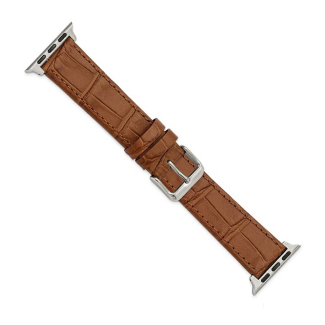 BROWN LEATHER - GILDEN APPLE SMART WATCH GATOR GRAIN CALFSKIN BAND 7.5”