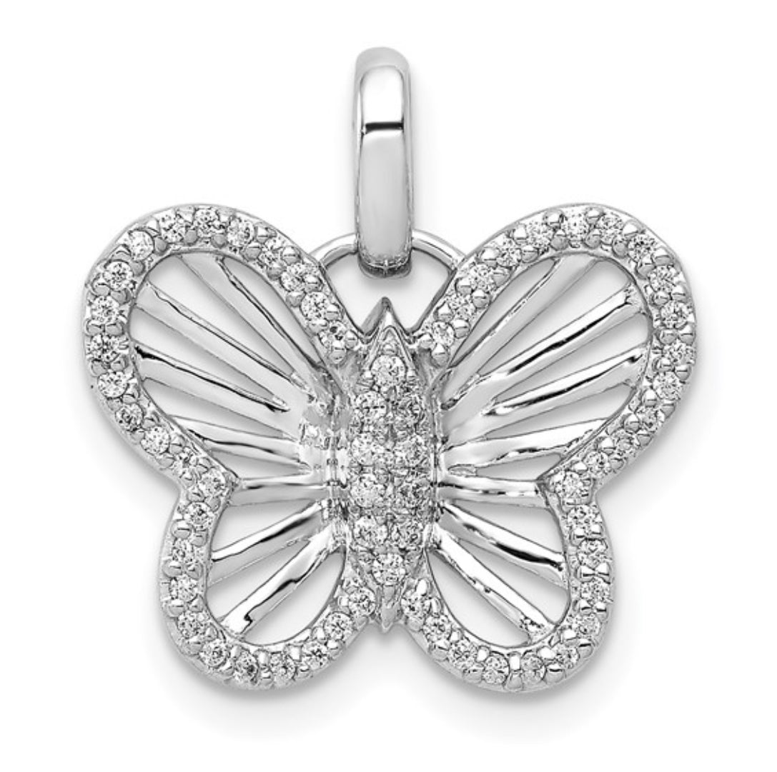14K WHITE GOLD - LAB DIAMOND DIAMOND BUTTERFLY PENDANT