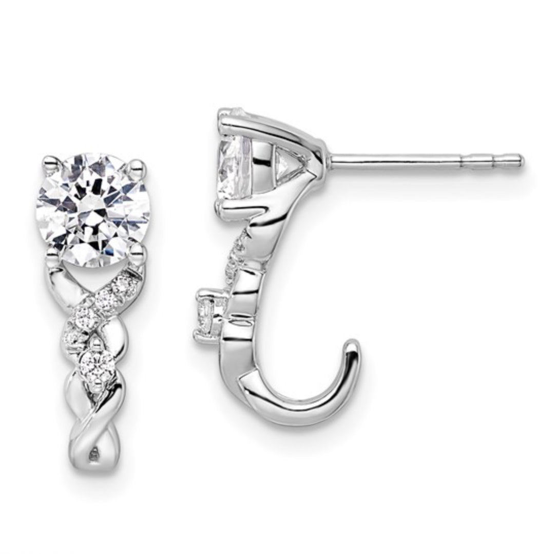 14K WHITE GOLD - LAB DIAMOND DIA POST FASHION EARRINGS