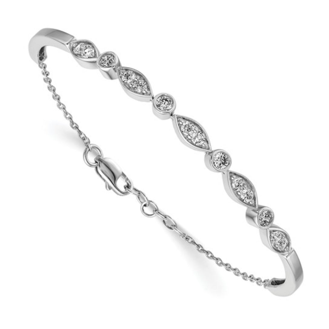 14K WHITE GOLD - LAB DIAMOND BANGLE BRACELET