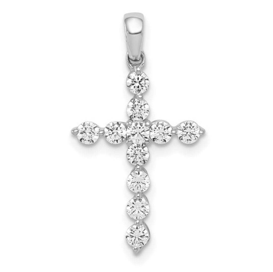 14K WHITE GOLD - LAB DIAMOND CROSS PENDANT 2/5CT
