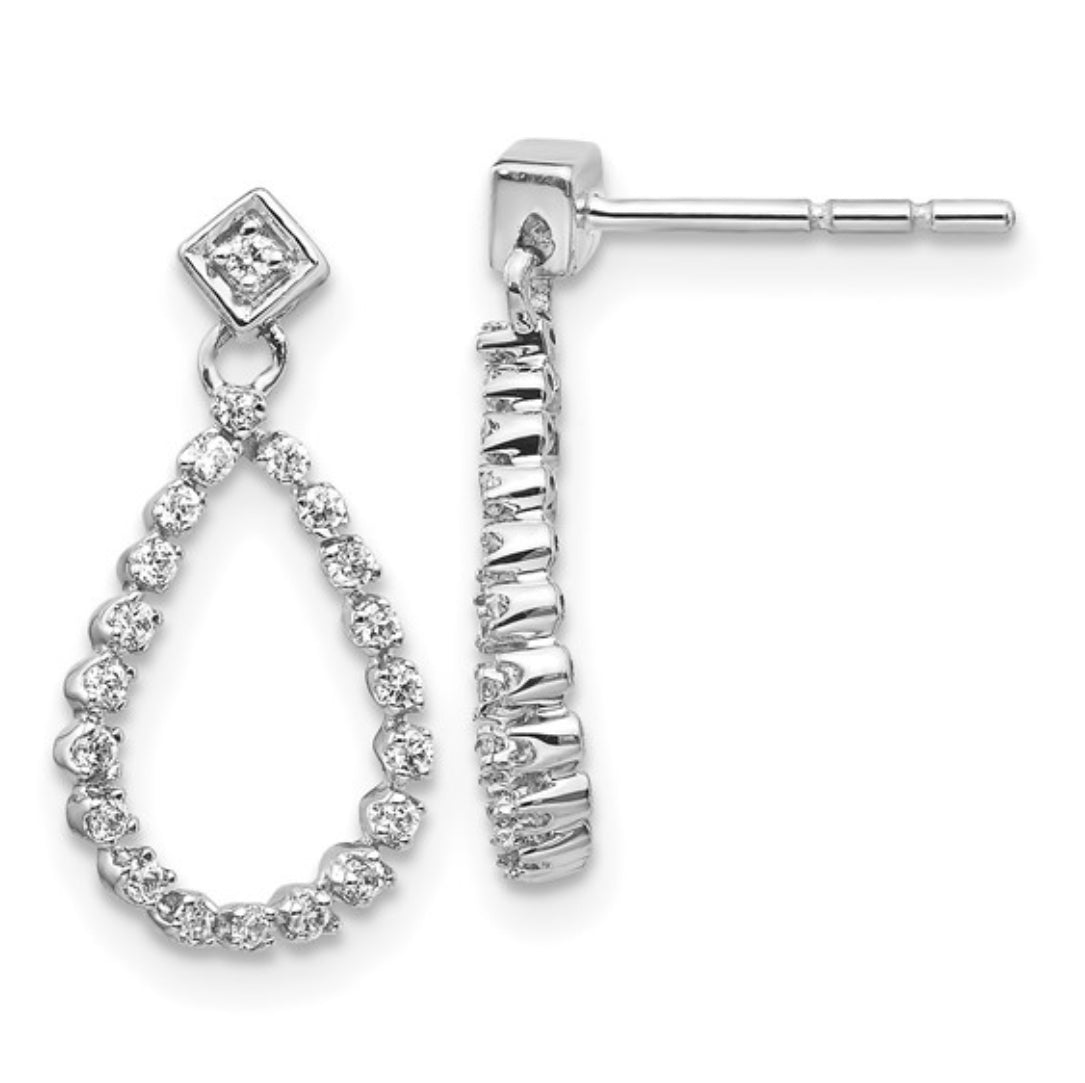 14K WHITE GOLD - LAB DIAMOND OPEN TEARDROP POST EARRINGS