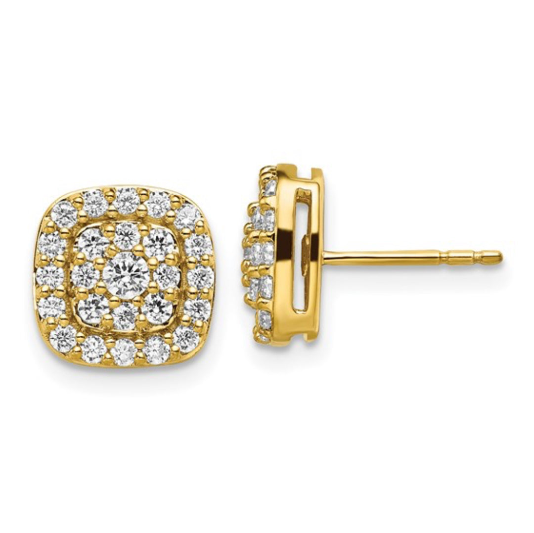 14K GOLD - LAB DIAMOND SQUARE HALO POST EARRINGS