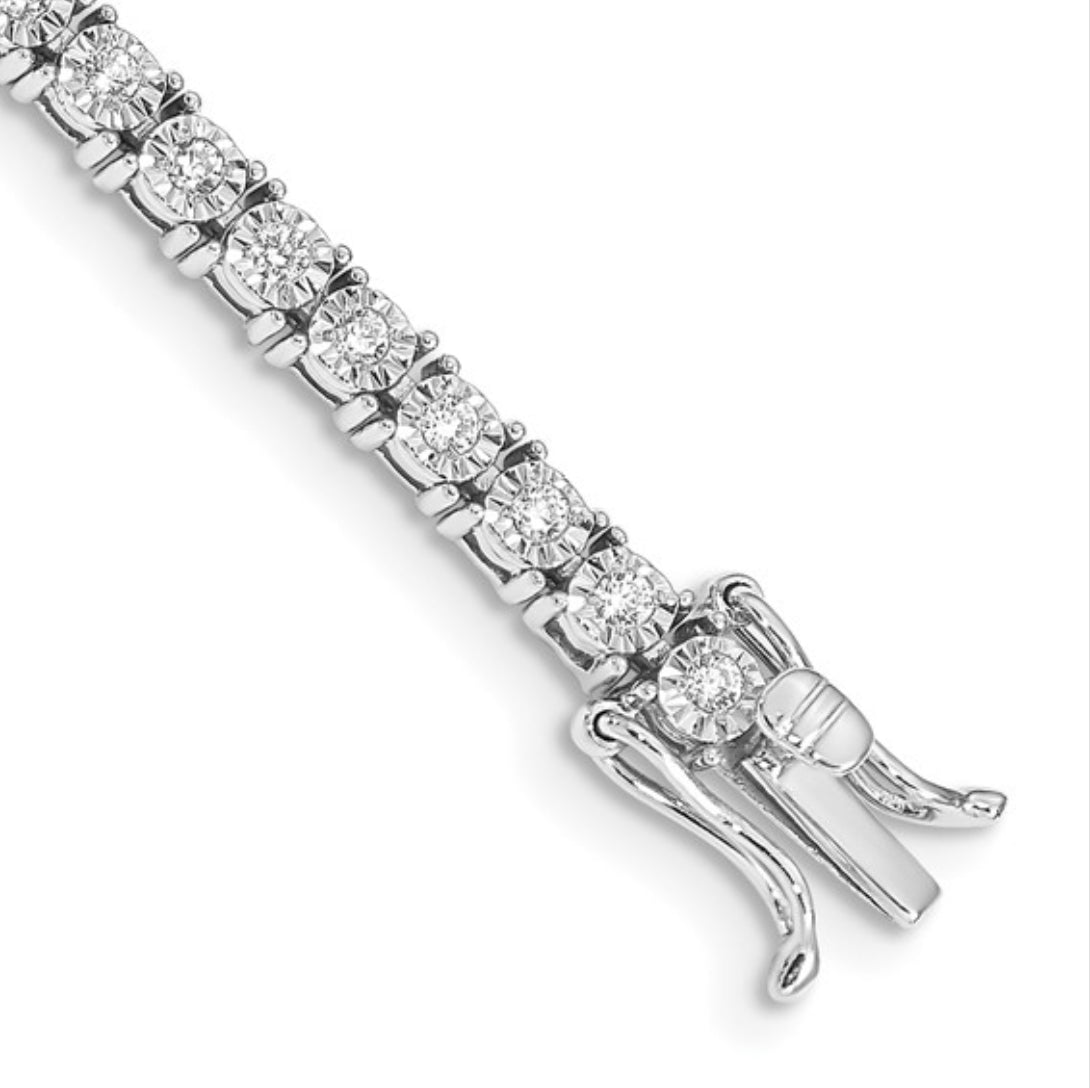 14K WHITE GOLD - LAB DIAMOND ILLUSION SETTING TENNIS BRACELET