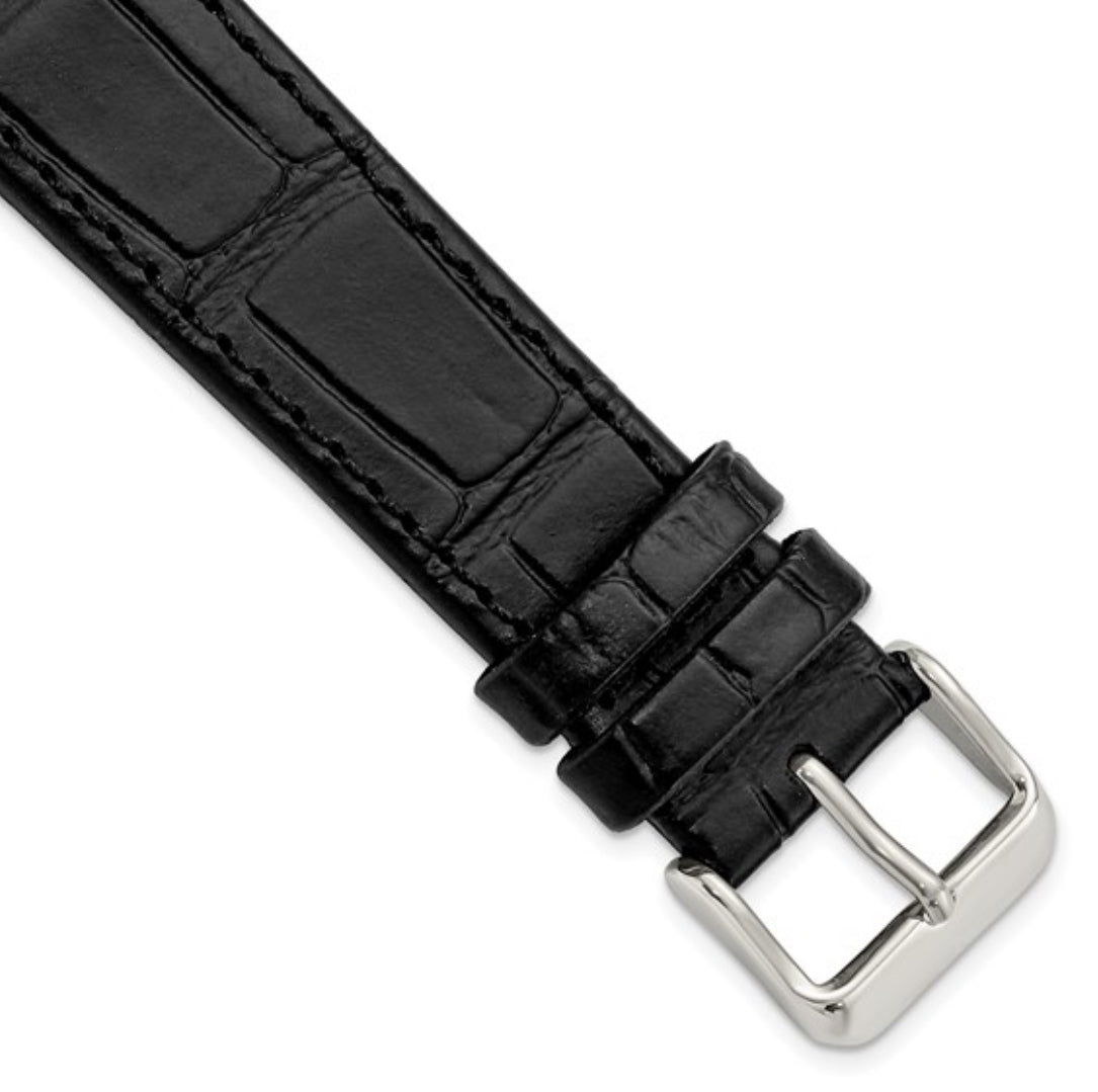BLACK LEATHER - GILDEN APPLE SMART WATCH GATOR GRAIN CALFSKIN BAND 7.5”