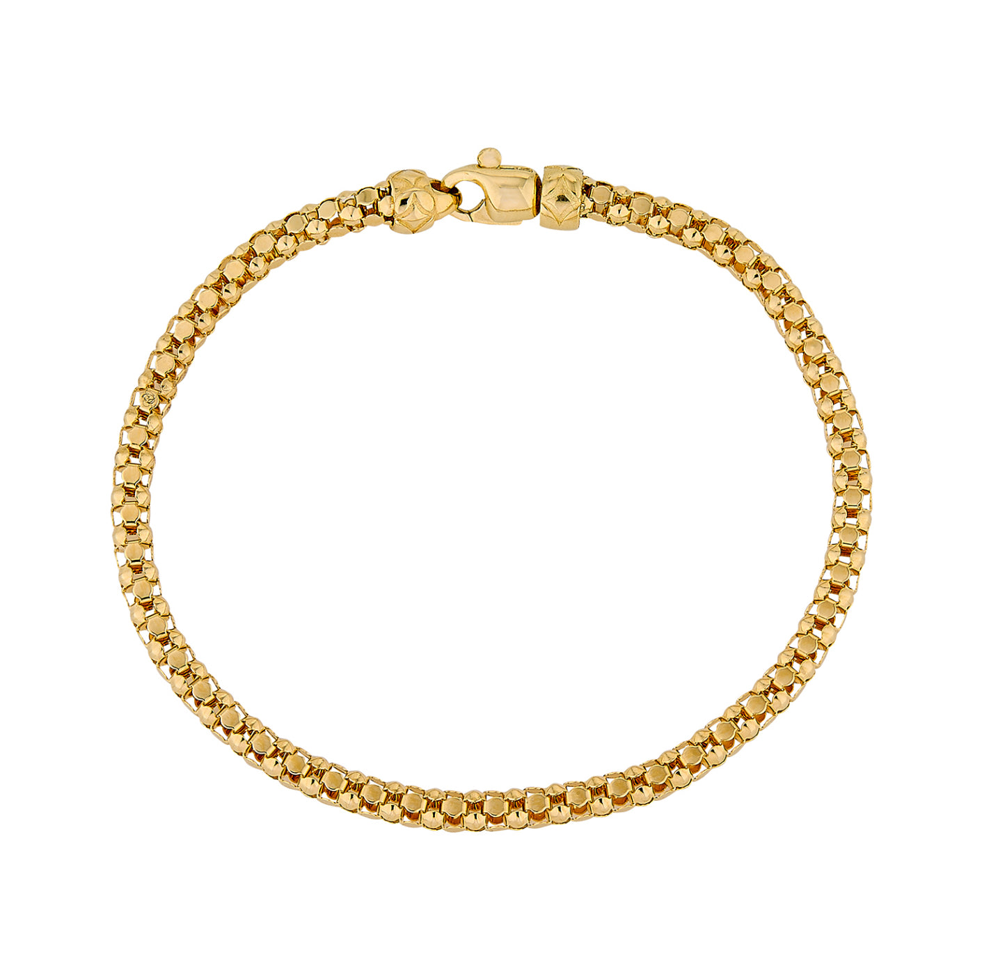 14K GOLD - WOVEN DIAMOND CUT WITH CASP BRACELET.