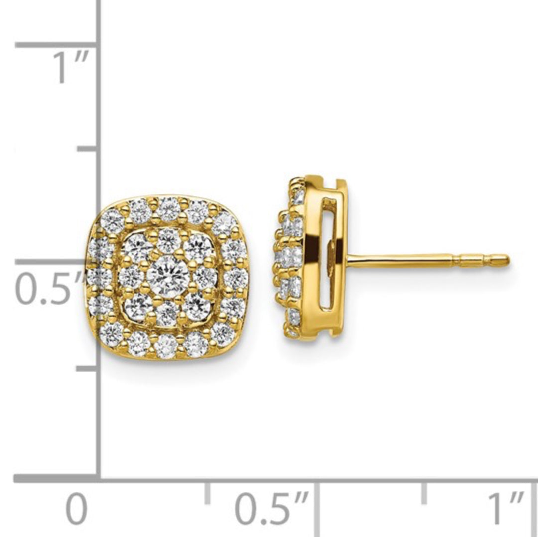 14K GOLD - LAB DIAMOND SQUARE HALO POST EARRINGS